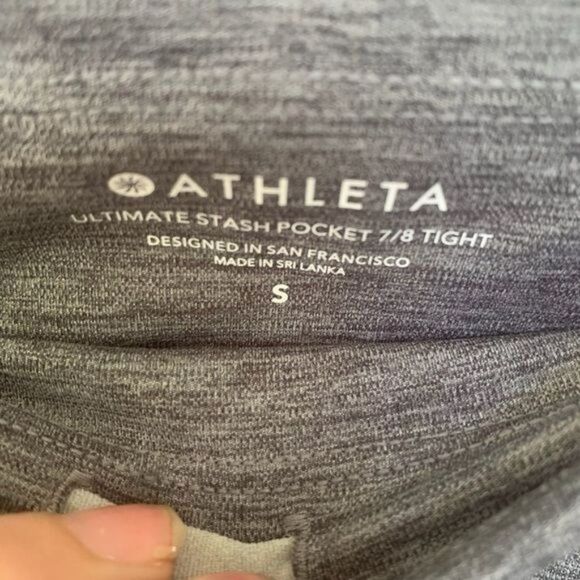 Athleta Size S Gray Heathered Ultimate Stash Pocket 7/8 Leggings Workout Yoga - Picture 4 of 7